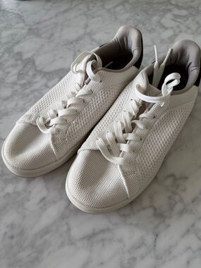 Women's White Knit Lace-Up Sneakers